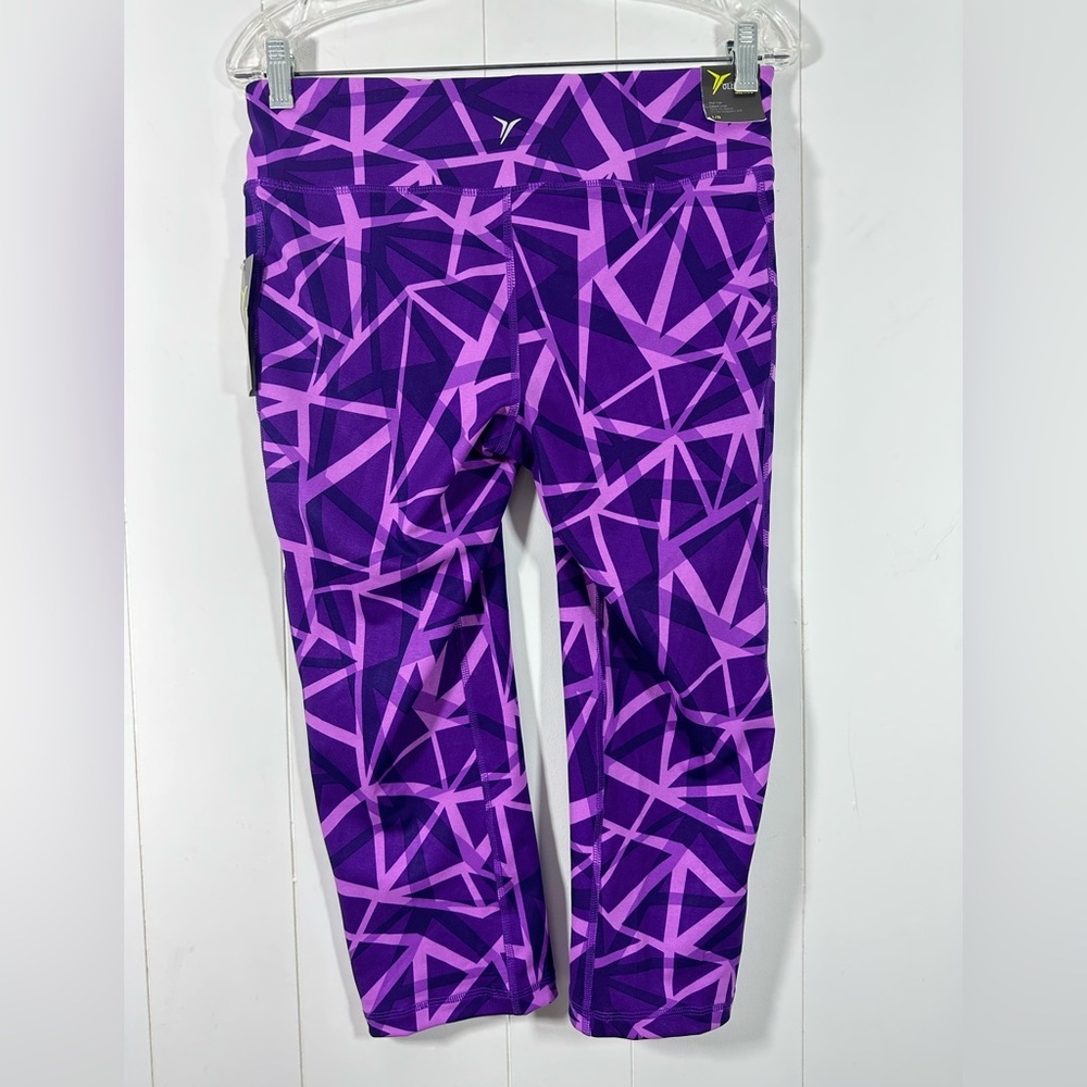 NWT Old Navy Active Sz L Women’s Purple Capri Leggings Geometric Athletic - Picture 3 of 10